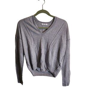 Rag & Bone Gray Extra Fine Merino Wool Distressed V Neck Sweater Size S
